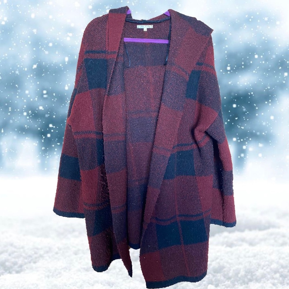 Willow + Clay Plaid Cardigan with Hood